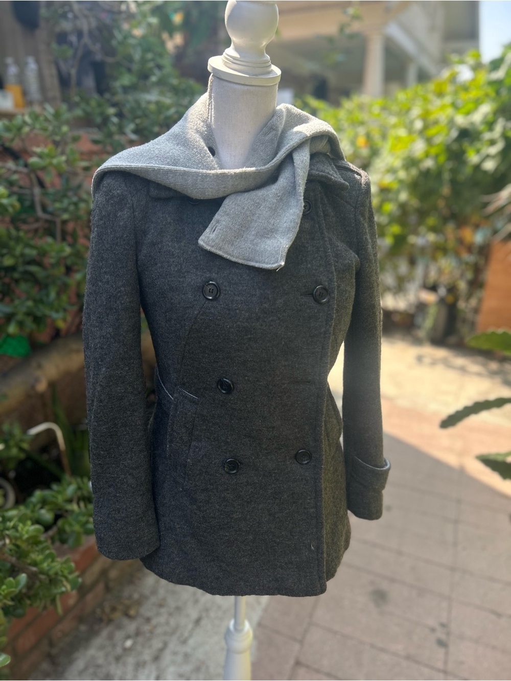 Forever 21 Dark Gray Double-Breasted Peacoat Sweater